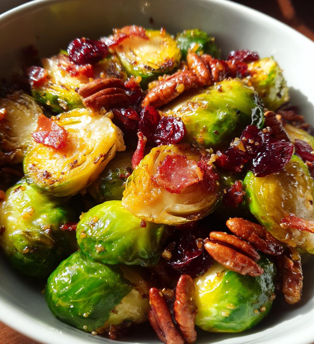 brussels sprouts with bacon pecans and cranberries