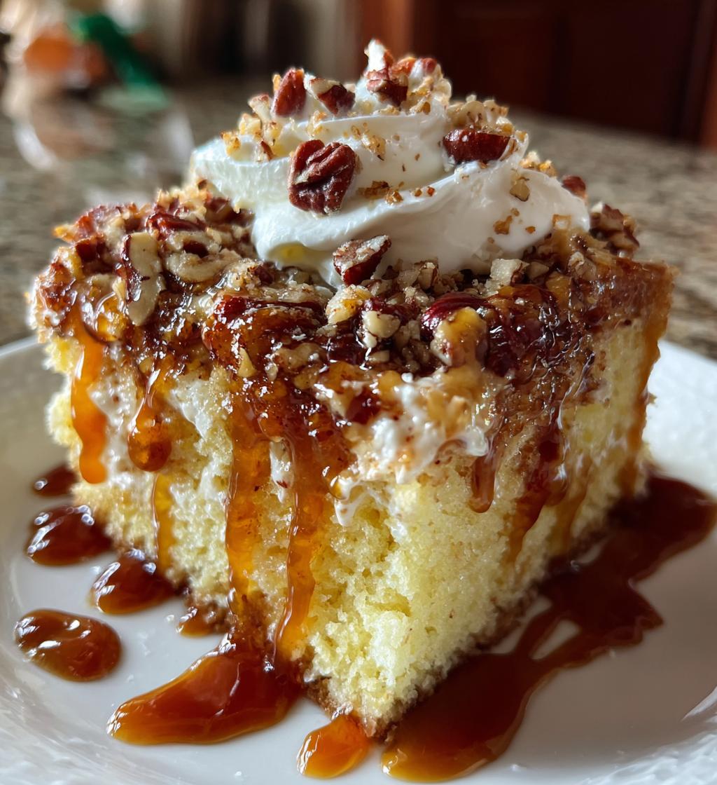 butter pecan praline poke cake - detail 1