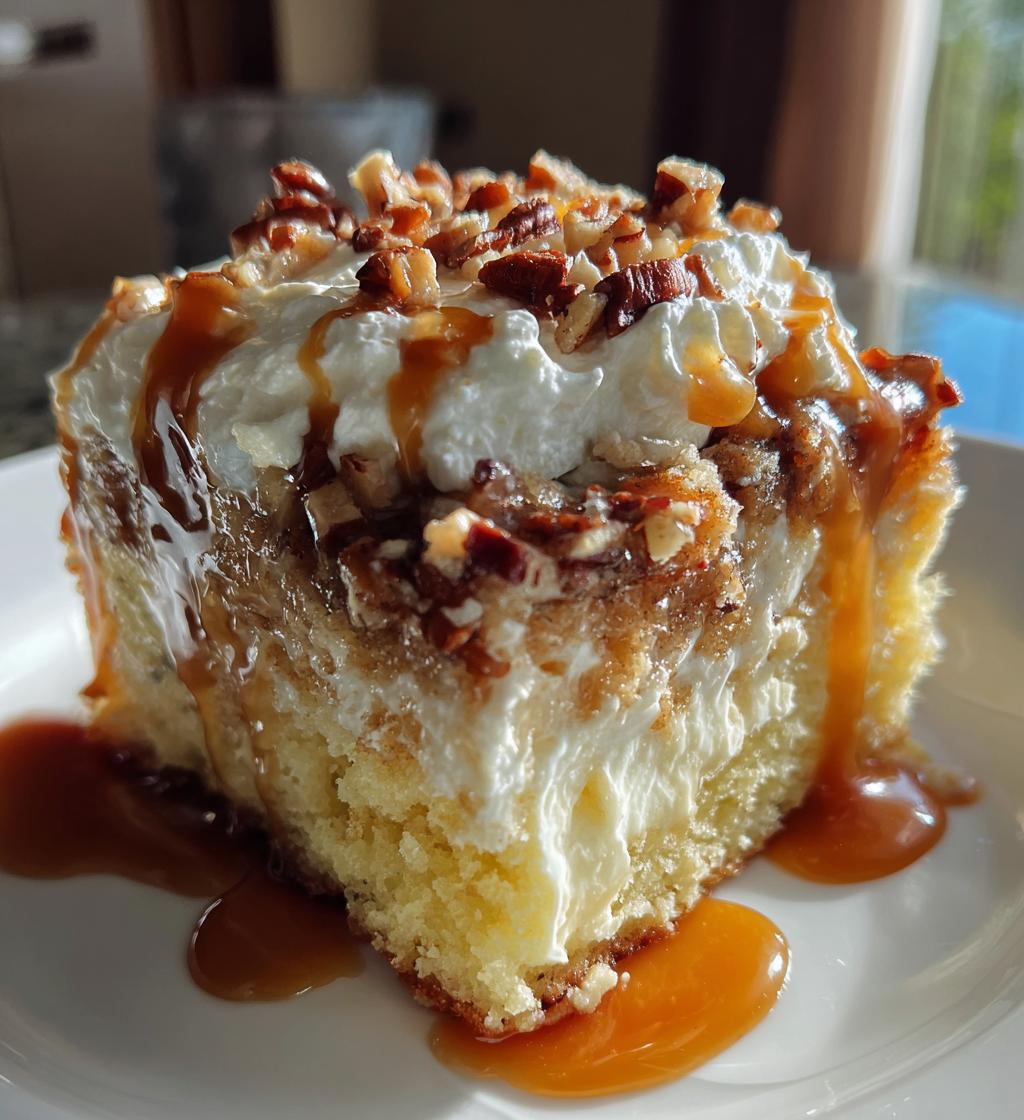 butter pecan praline poke cake