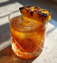 charred cinnamon pineapple old fashioned