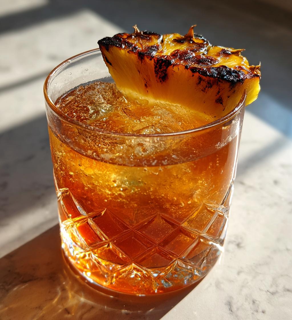 charred cinnamon pineapple old fashioned