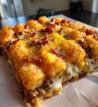cheesy bacon cheeseburger tater tot casserole