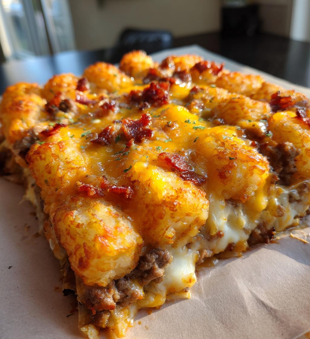 cheesy bacon cheeseburger tater tot casserole