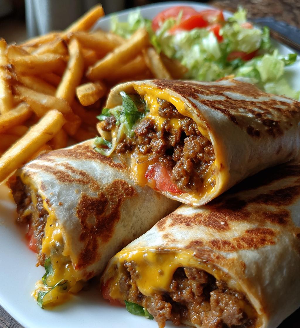 cheesy beef wraps with fries - detail 1