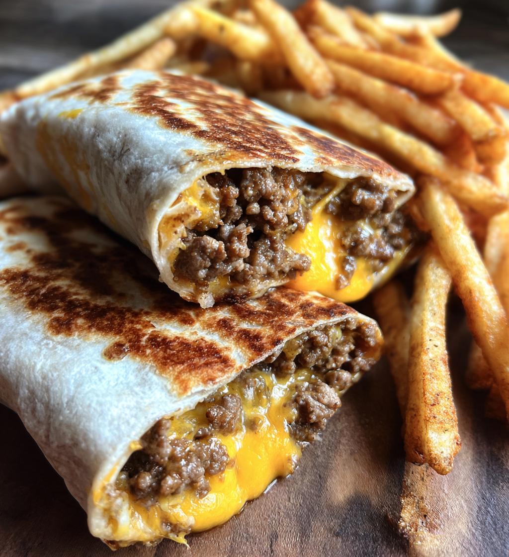 cheesy beef wraps with fries