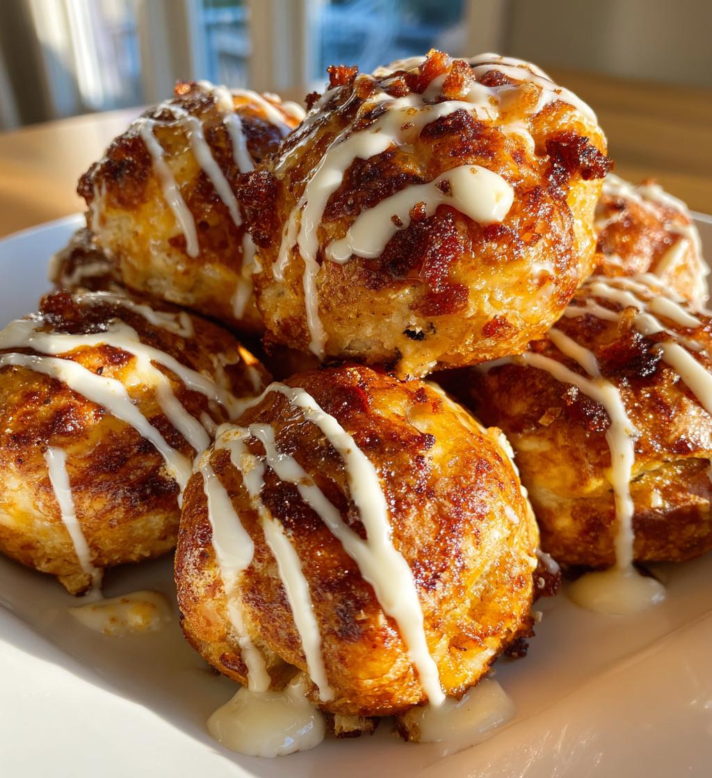 cheesy buffalo bacon pretzel bombs with ranch drizzle - detail 1
