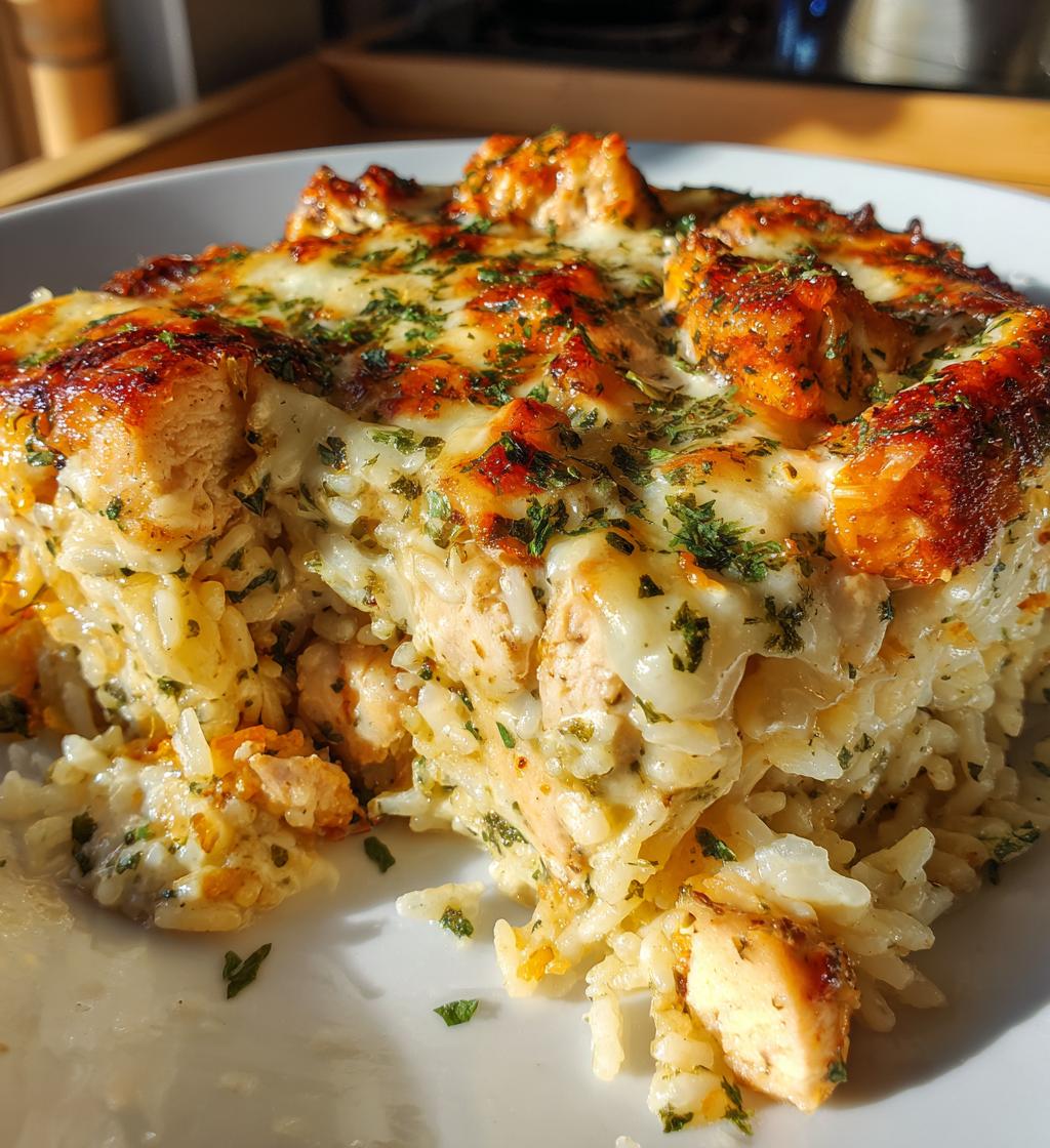 cheesy garlic chicken and rice bake with parmesan cream sauce - detail 1