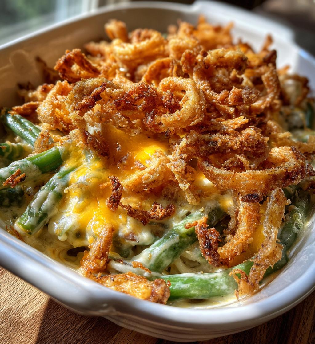 cheesy green bean casserole - detail 1