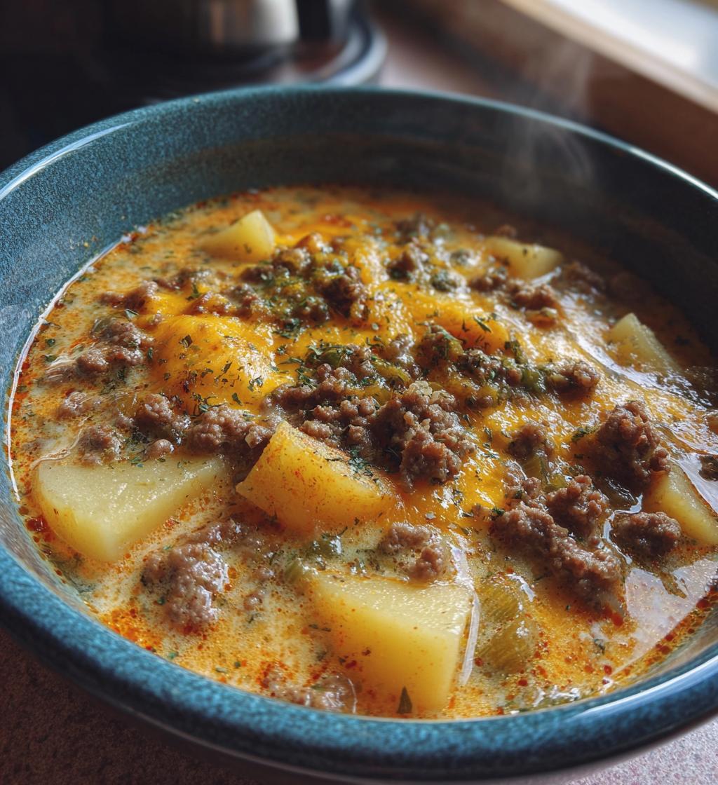 cheesy hamburger potato soup