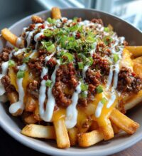 cheesy loaded beef fries