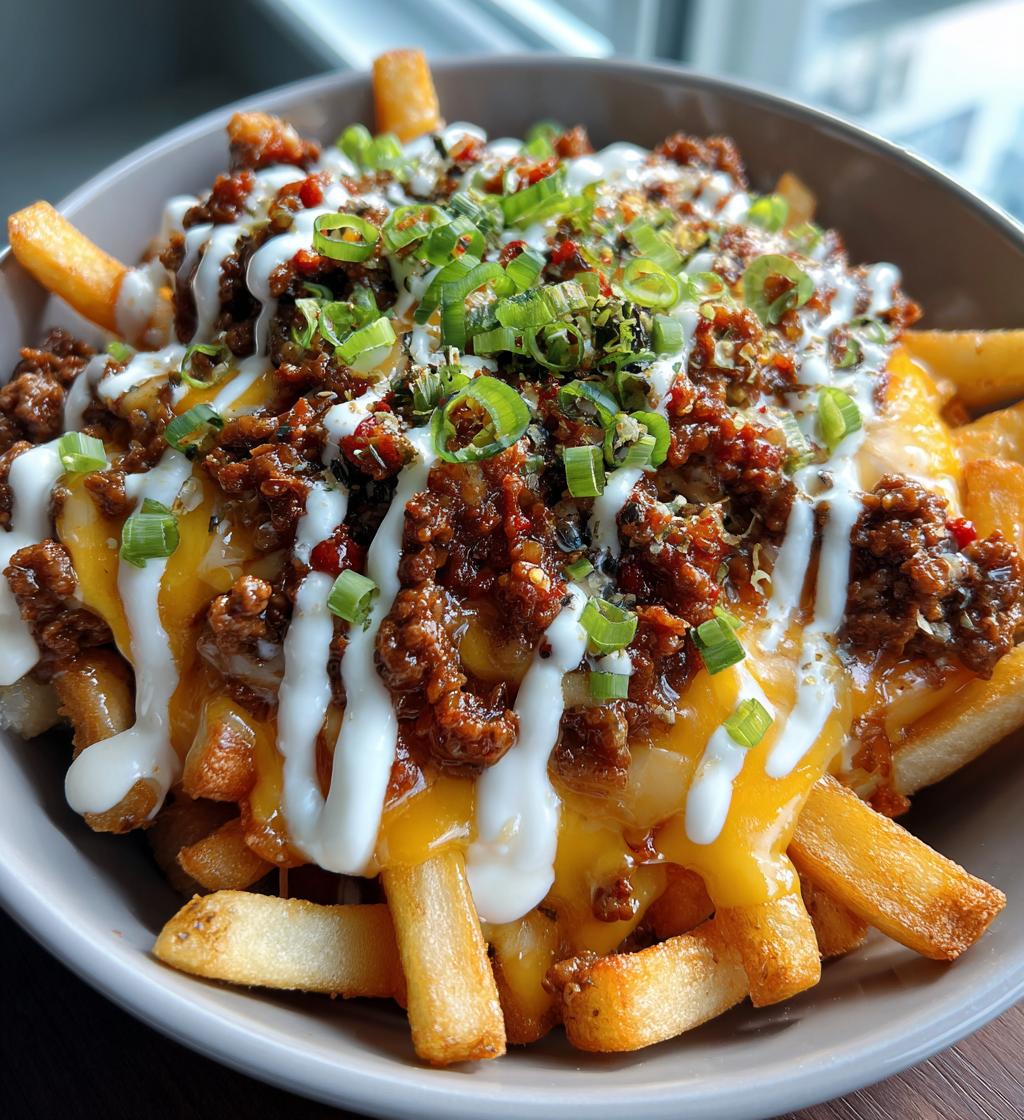 cheesy loaded beef fries