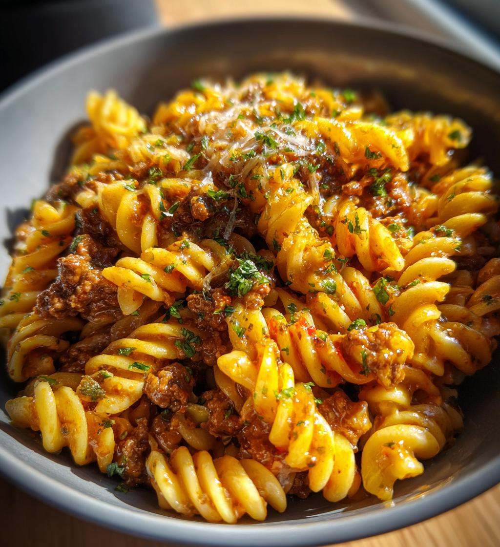 cheesy rotini with garlic butter beef