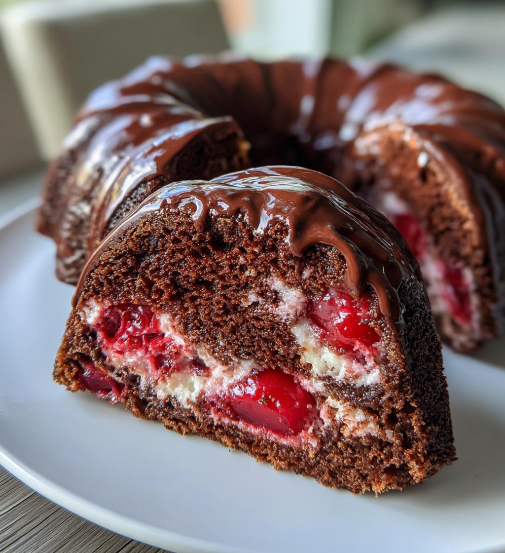 cherry chocolate cream cheese bundt cake