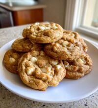 chewy maple cinnamon cookies with white chocolate