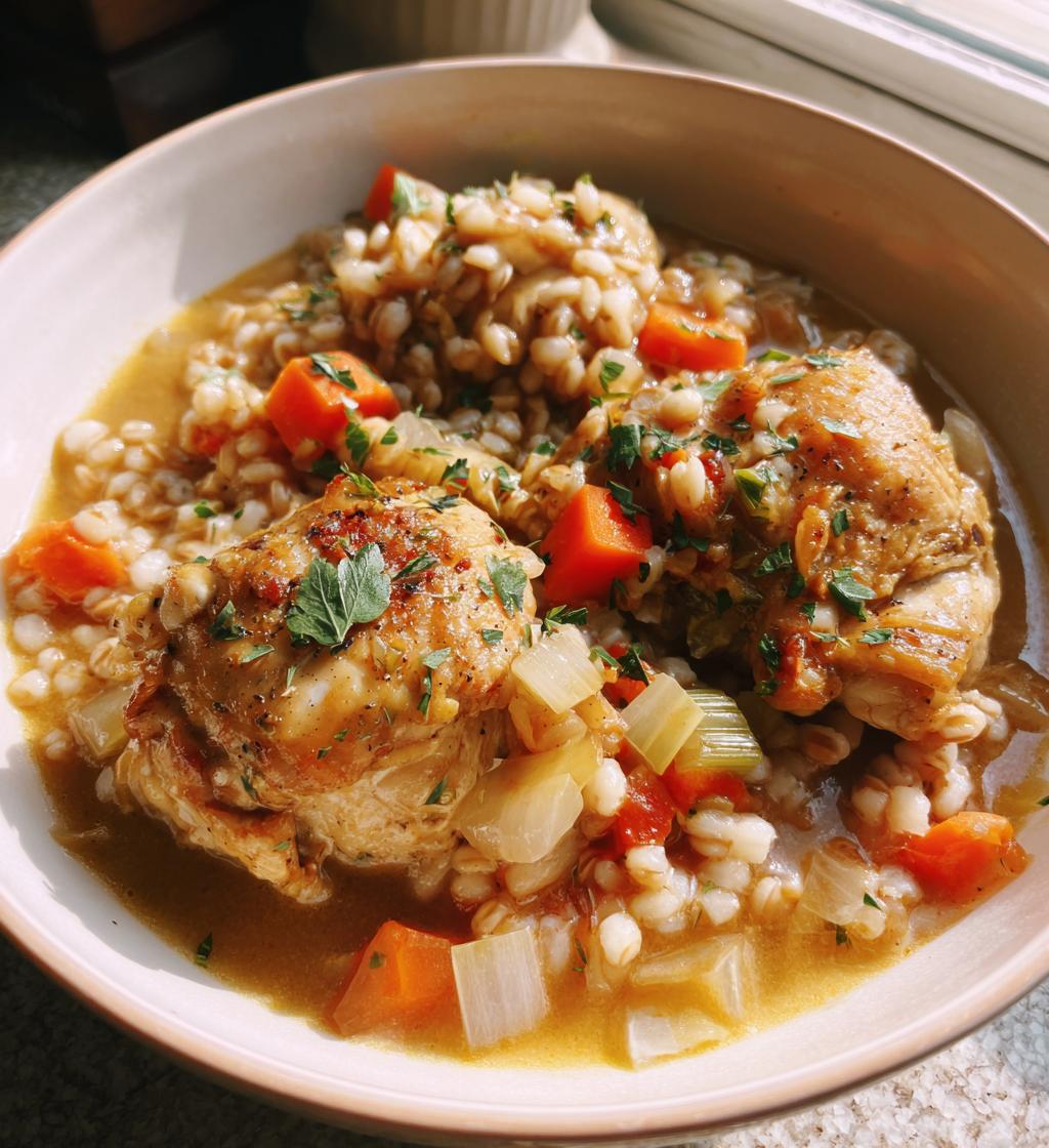 chicken and barley stew - detail 1