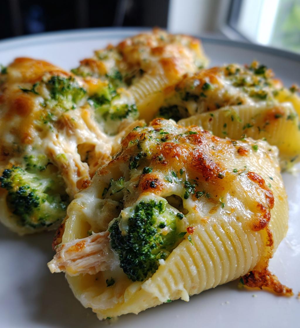 chicken broccoli alfredo stuffed shells - detail 1