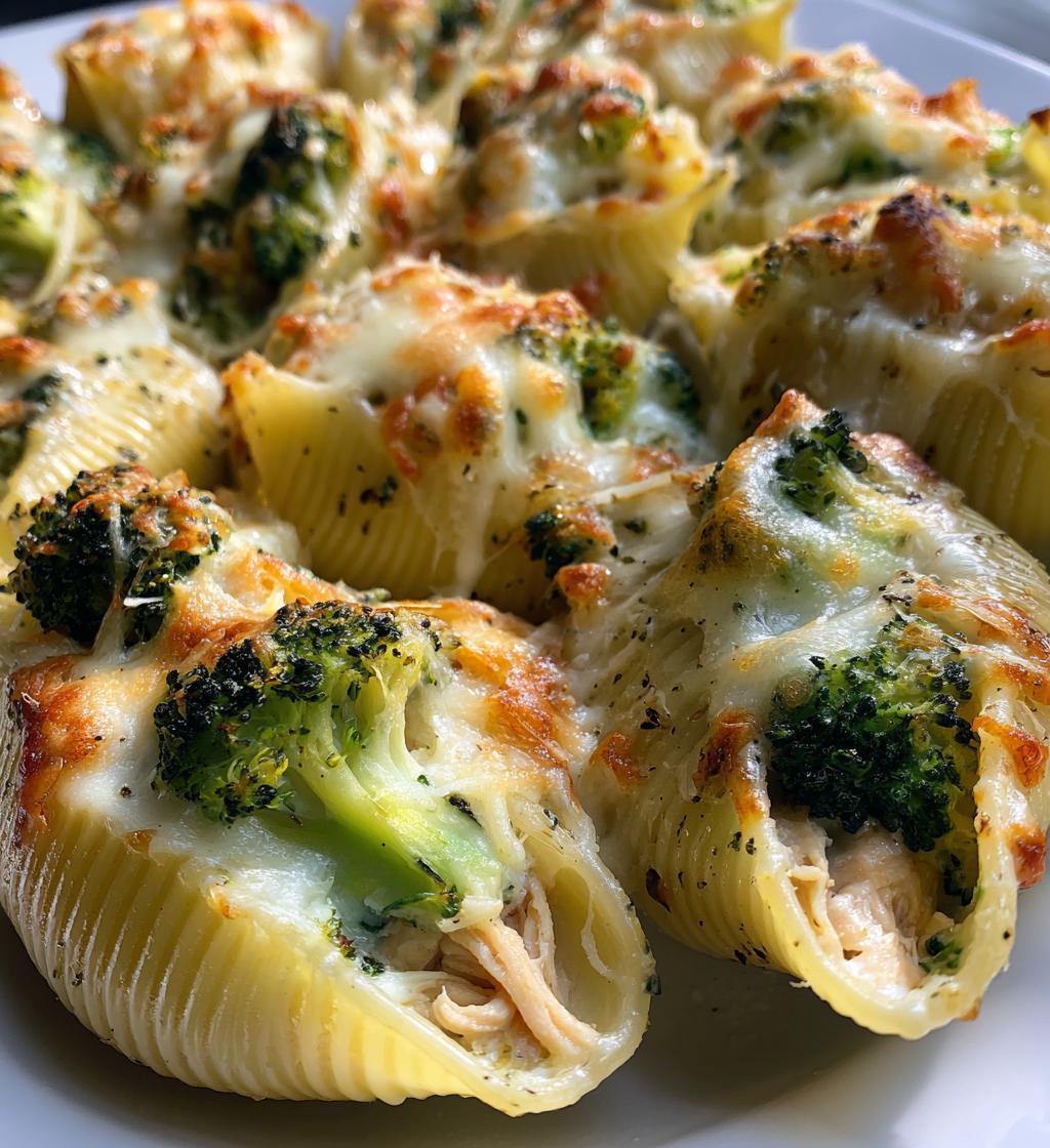 chicken broccoli alfredo stuffed shells