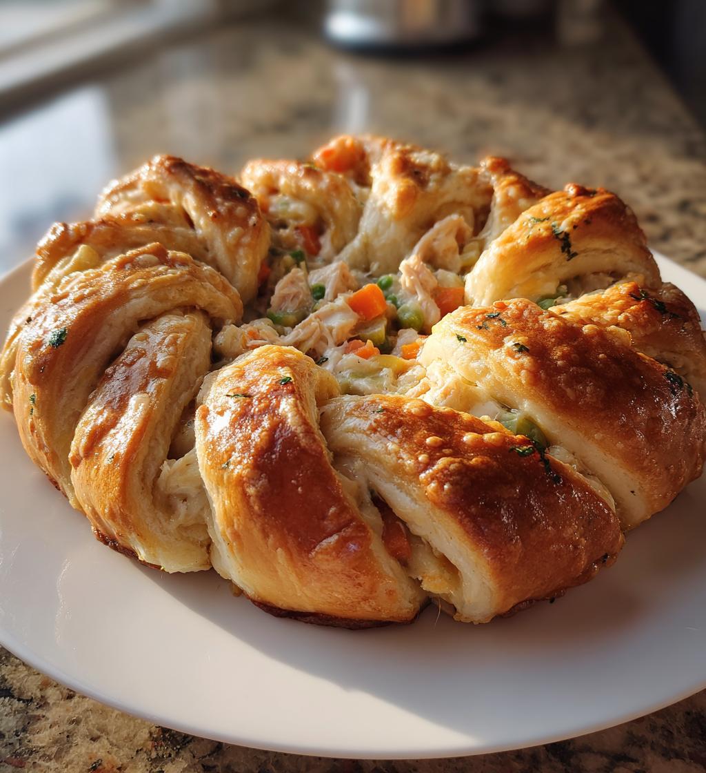 chicken pot pie crescent braid - detail 1