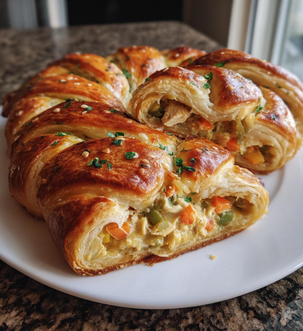 chicken pot pie crescent braid