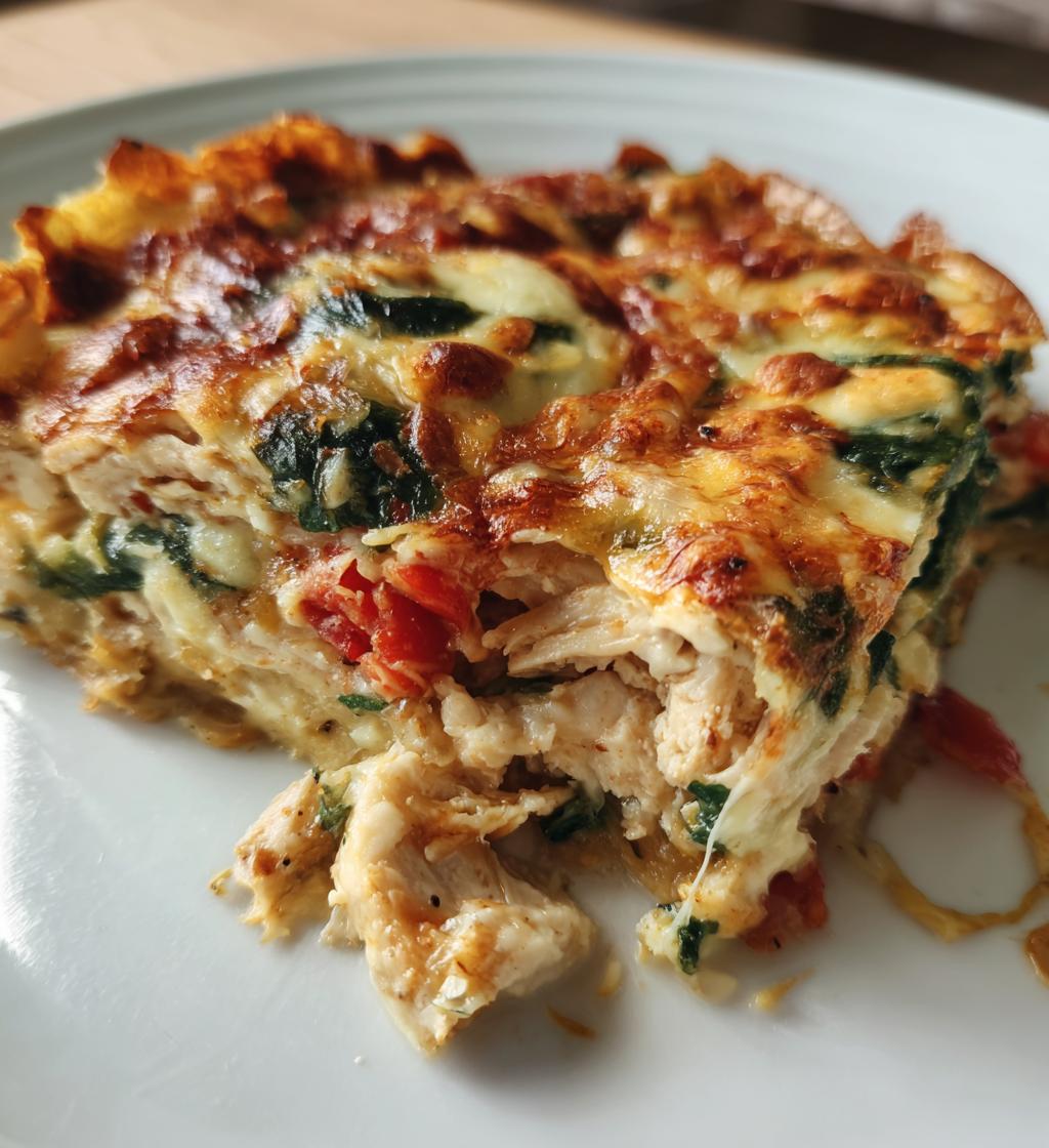 chicken tortilla spinach casserole - detail 1