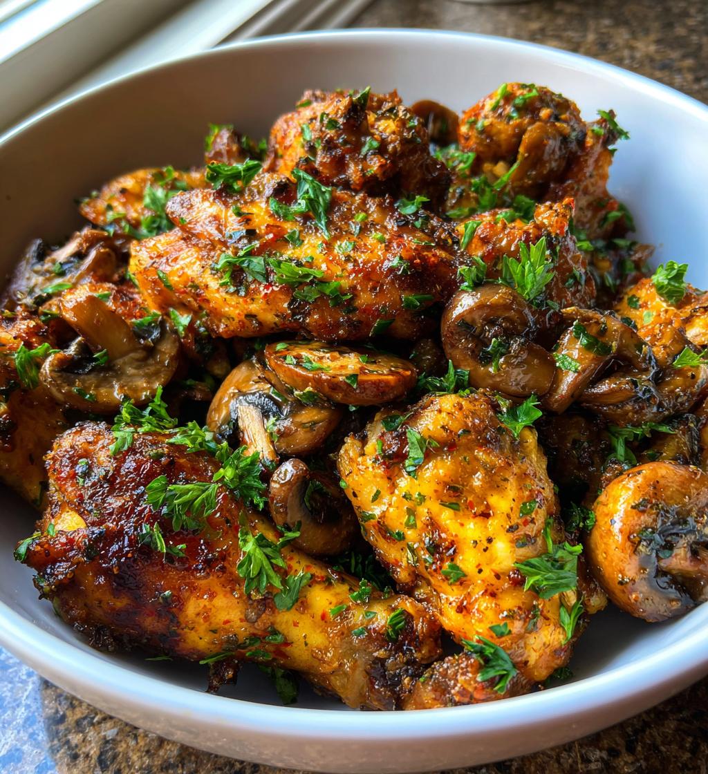 chicken wings with mushrooms - detail 1