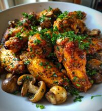 chicken wings with mushrooms