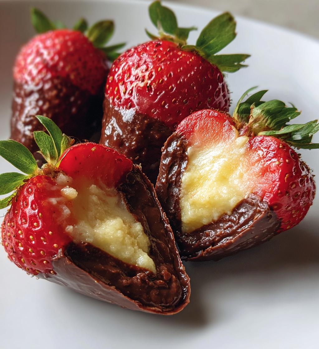 chocolate cheesecake stuffed strawberries - detail 1