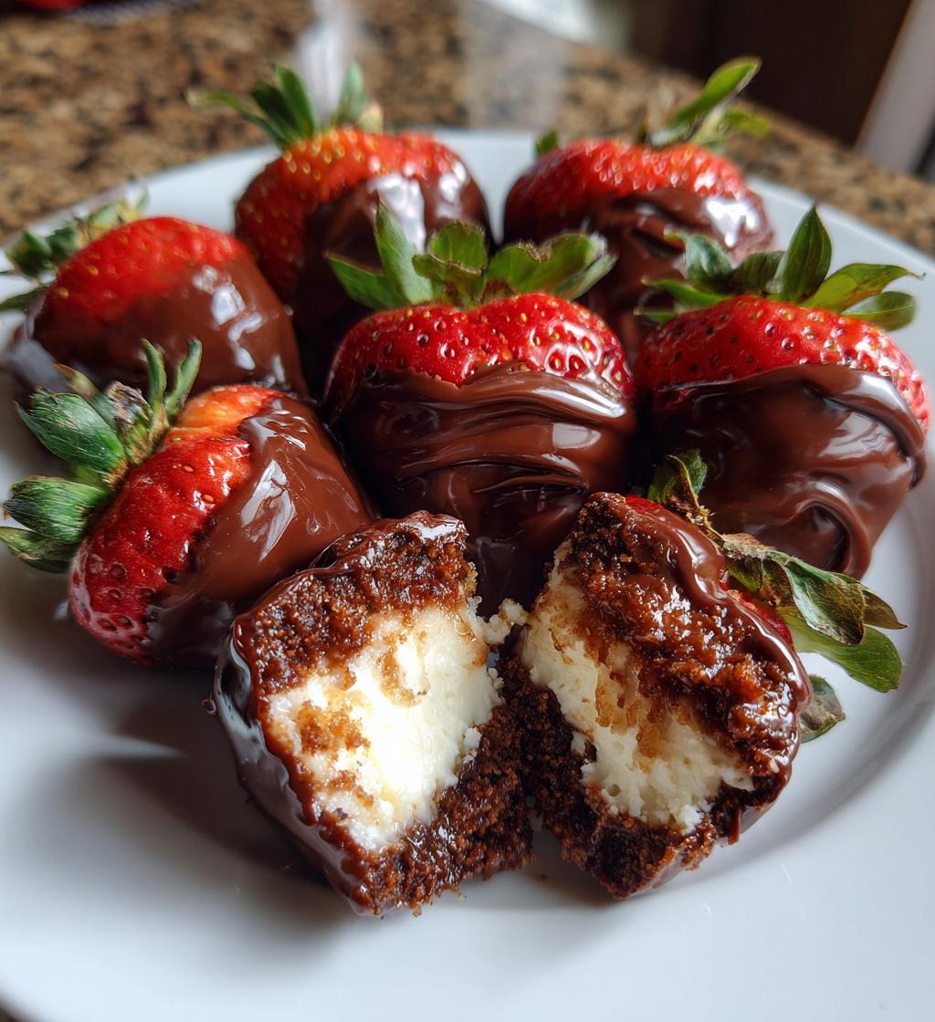 chocolate covered cheesecake strawberries - detail 1