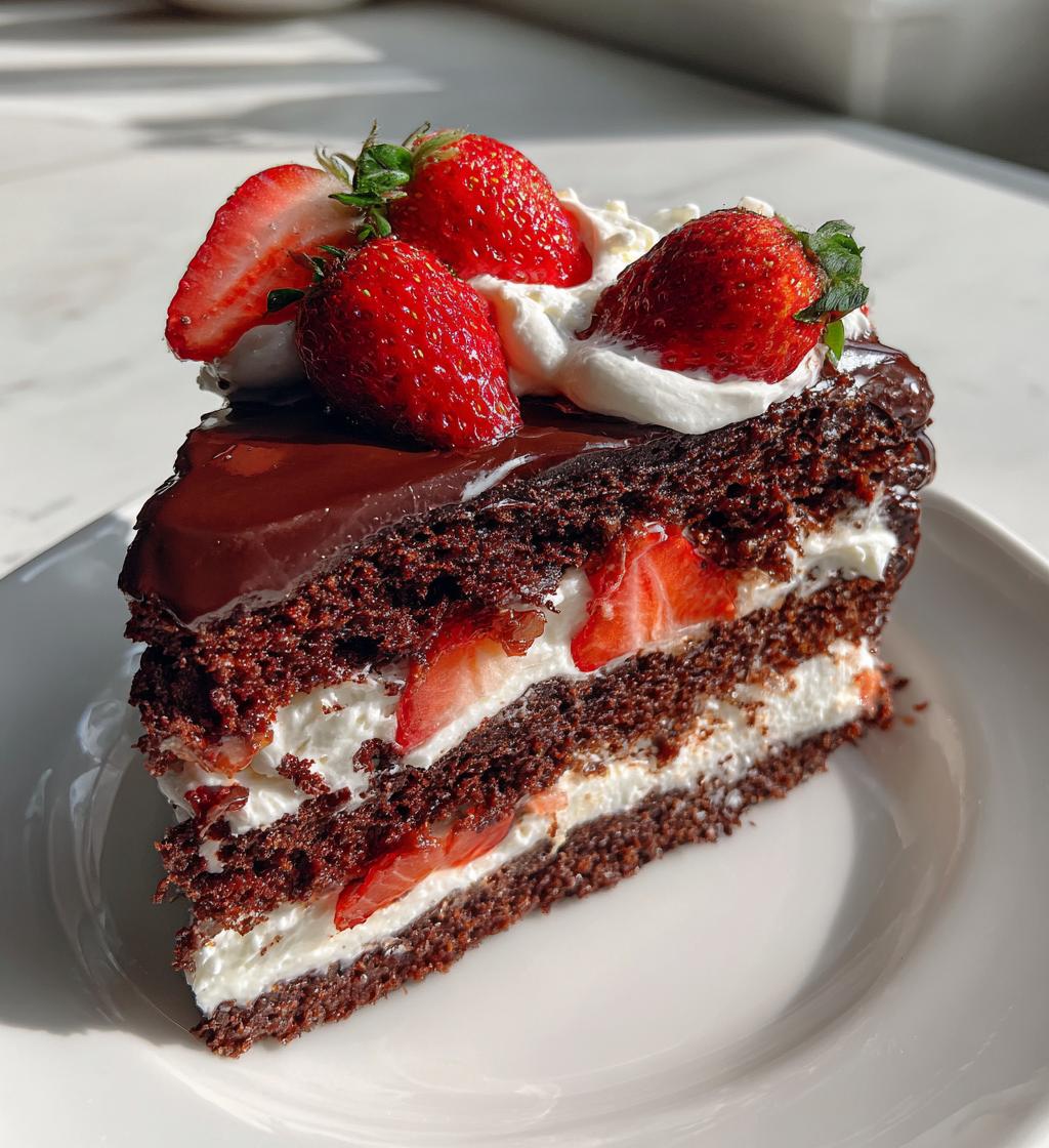 chocolate covered strawberry layer cake - detail 1