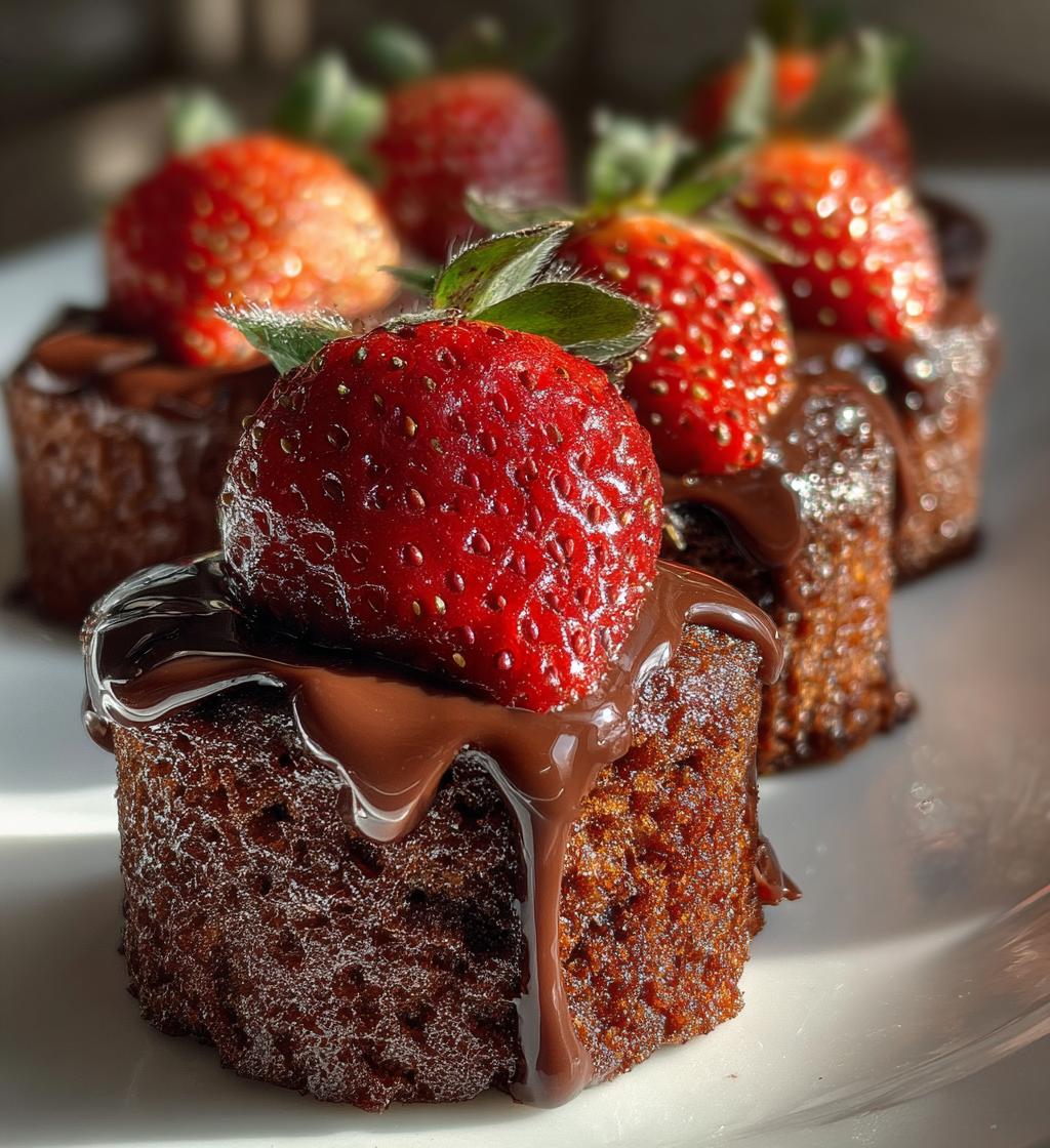 chocolate covered strawberry mini cakes - detail 1