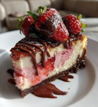 chocolate dipped strawberry cheesecake