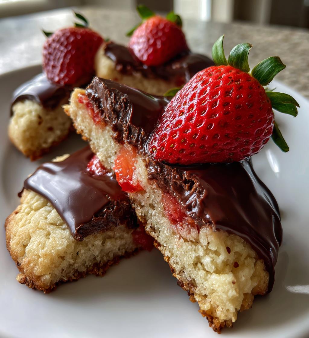 chocolate dipped strawberry shortbread cookies - detail 1