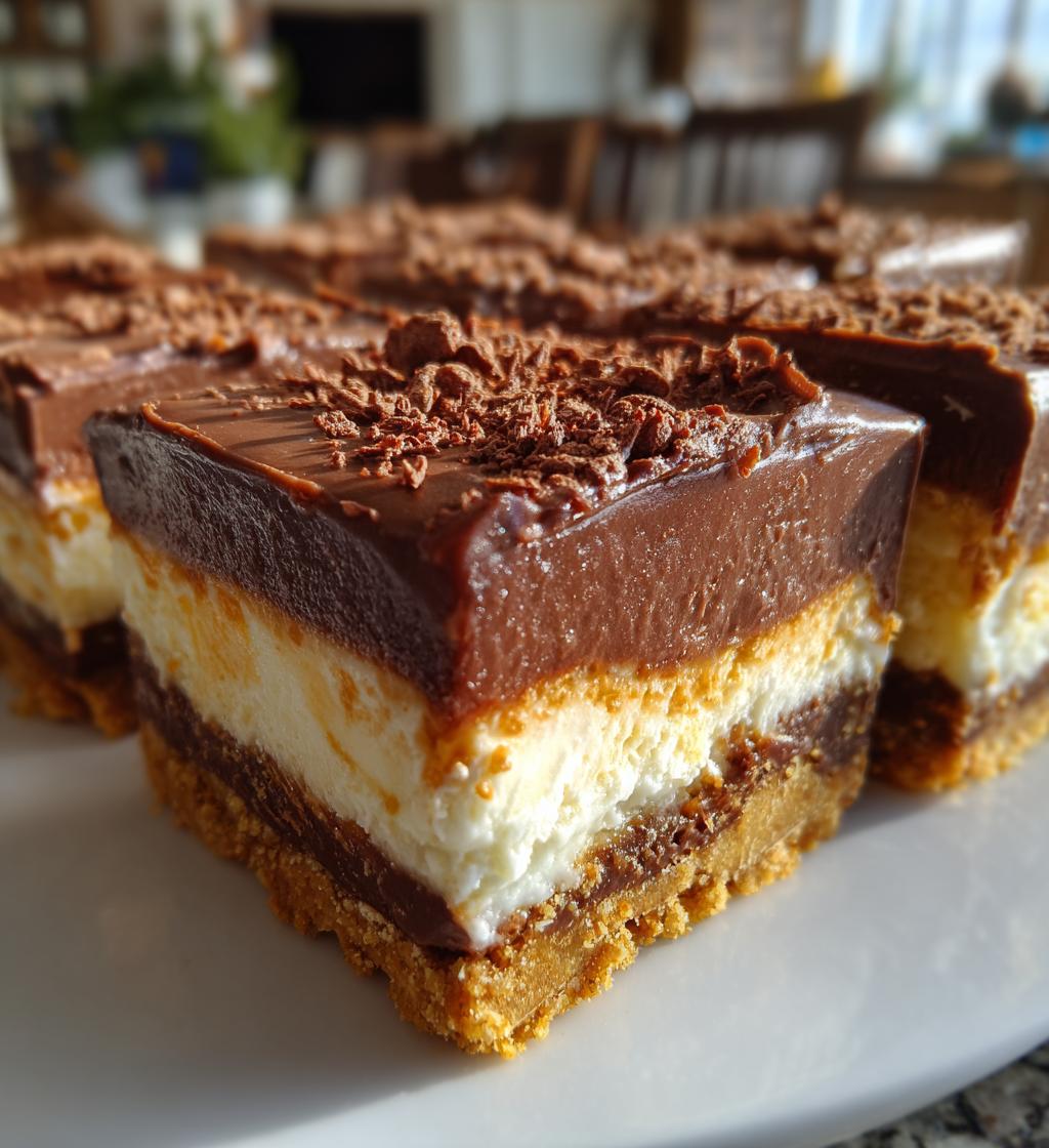 chocolate no bake cheesecake bars - detail 1