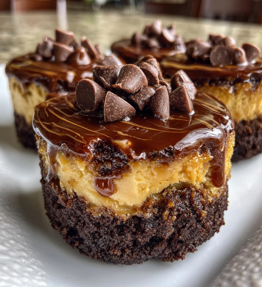 chocolate peanut butter mini cheesecakes - detail 1