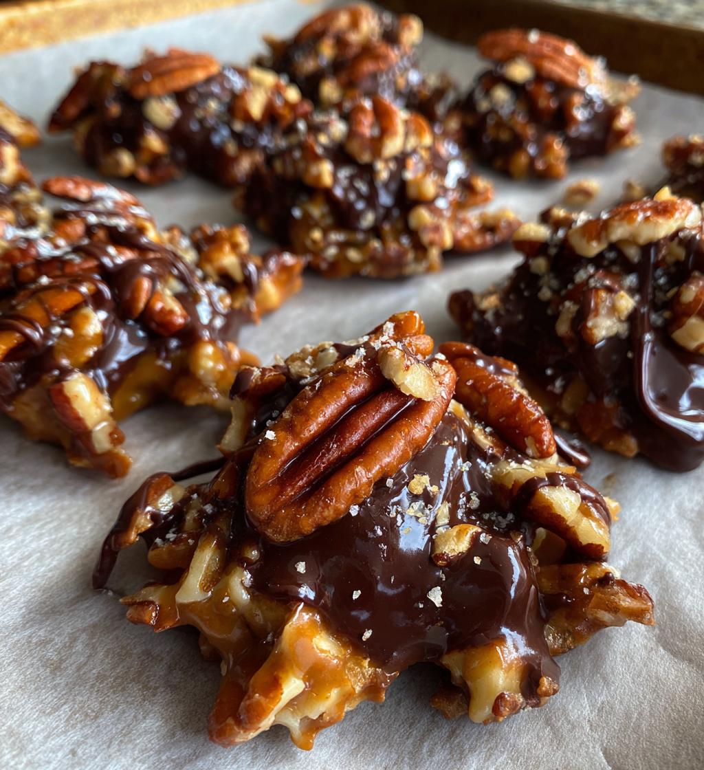 chocolate pecan turtle clusters