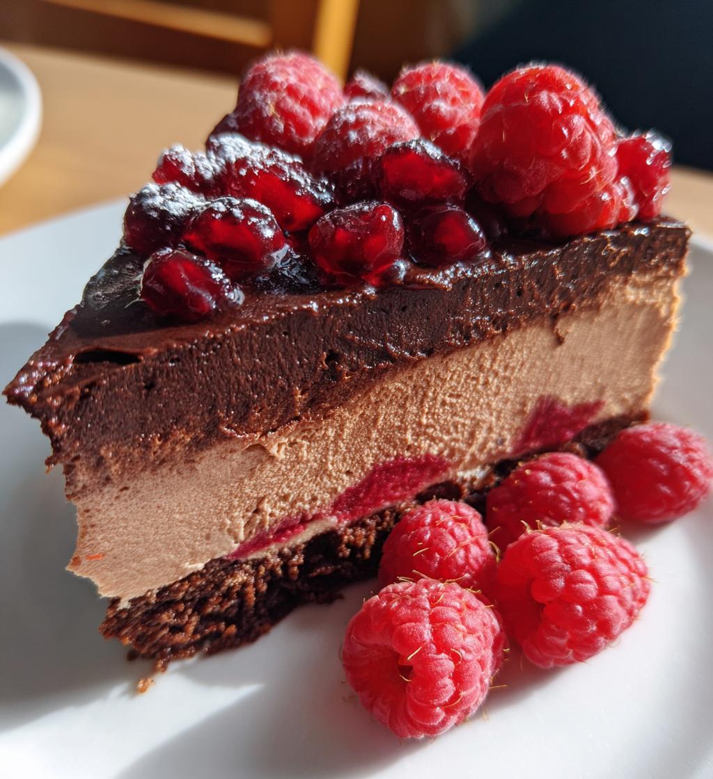 chocolate raspberry mousse cake - detail 1