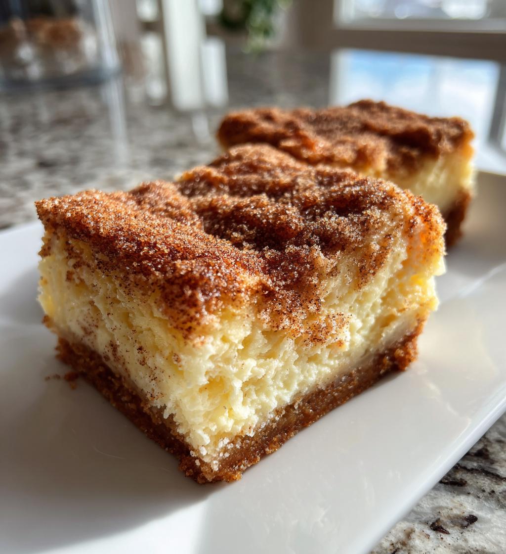 cinnamon churro cheesecake bars - detail 1