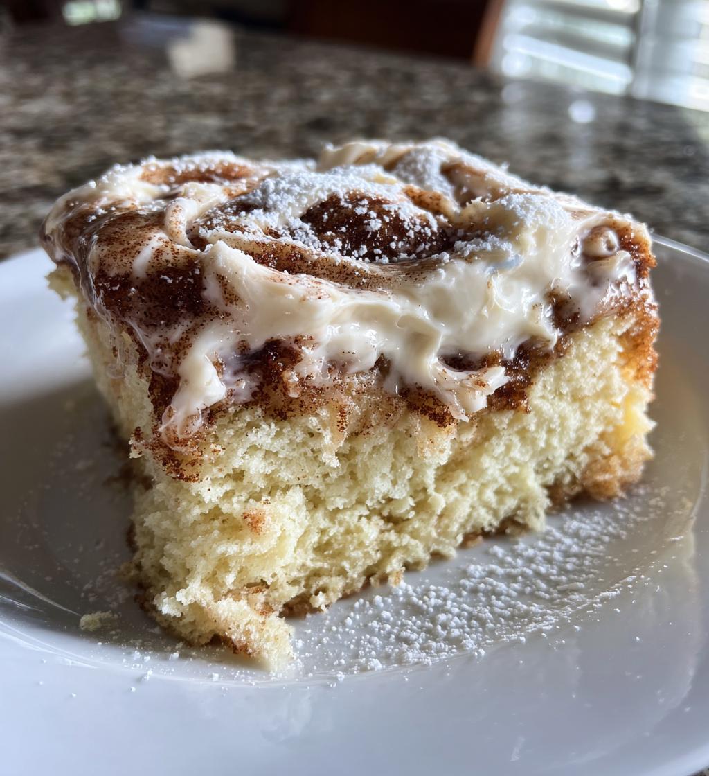 cinnamon roll poke cake - detail 1