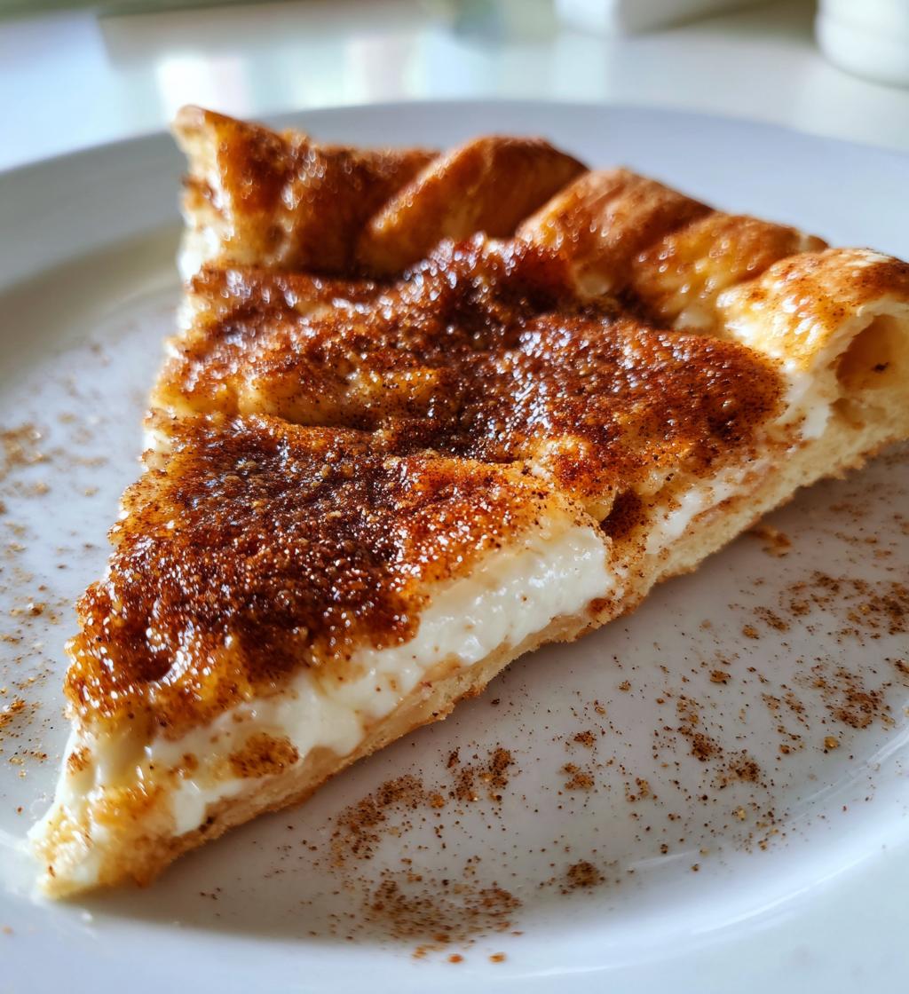 cinnamon sugar pizza made with crescent rolls