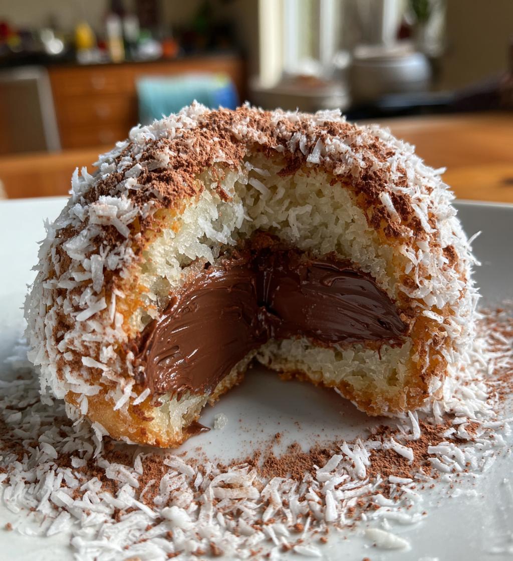 coconut dome with chocolate spread - detail 1