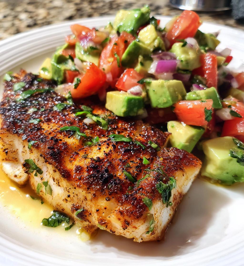 coconut lime fish with avocado salsa - detail 1