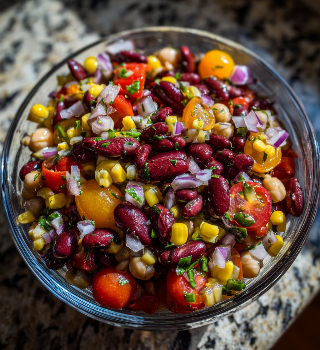 colourful rainbow bean salad recipe