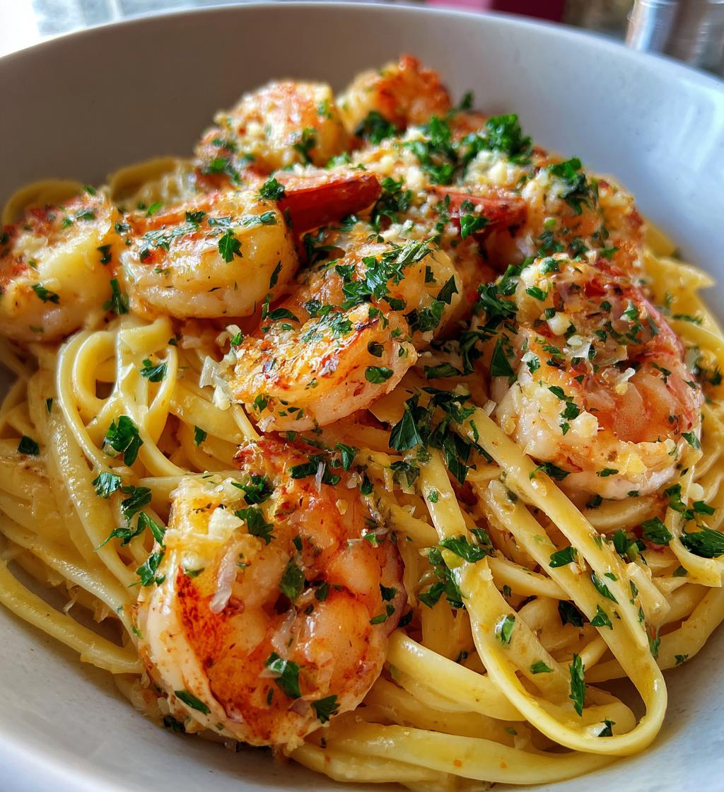 copycat cheesecake factory shrimp scampi linguine - detail 1