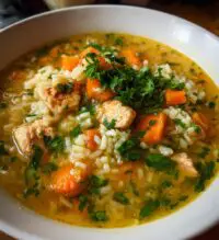 cozy lemon chicken rice soup