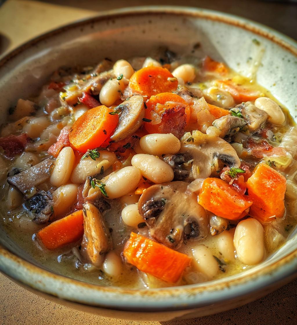 cozy white bean and mushroom stew recipe - detail 1