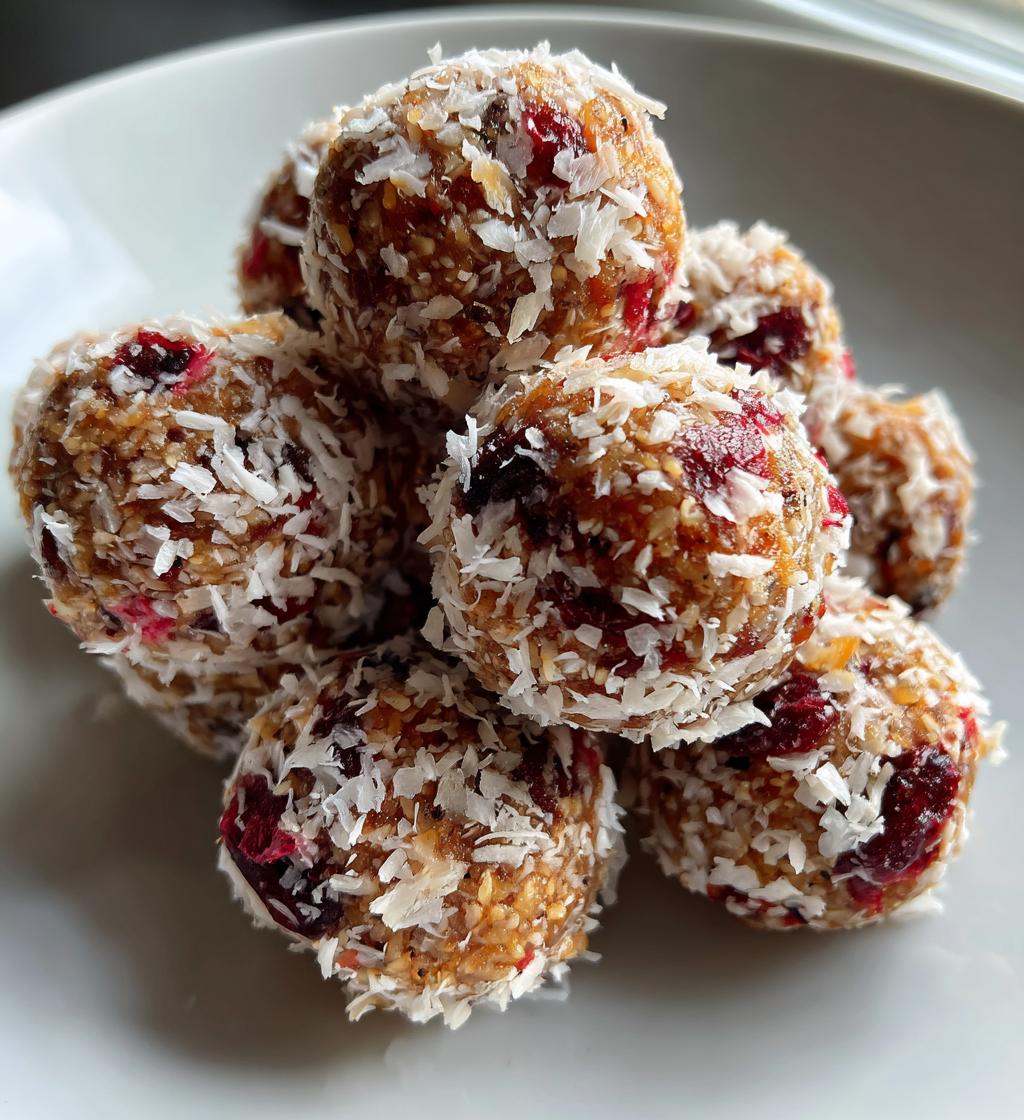 cranberry coconut energy balls - detail 1