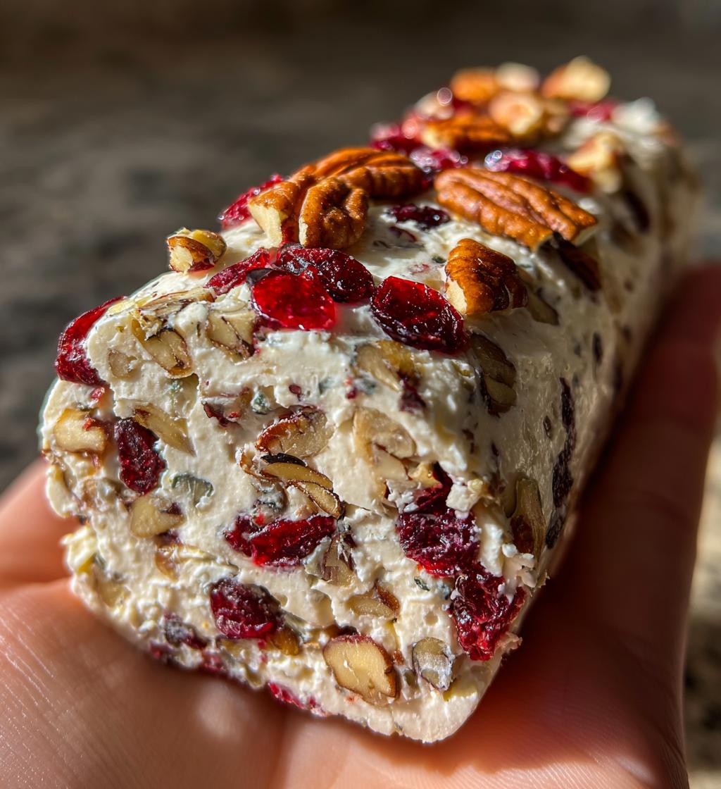 cranberry pecan cheese log - detail 1