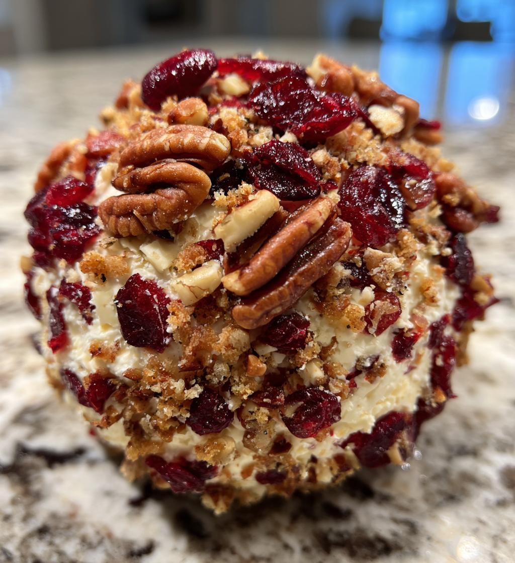 cranberry pecan cream cheese ball - detail 1