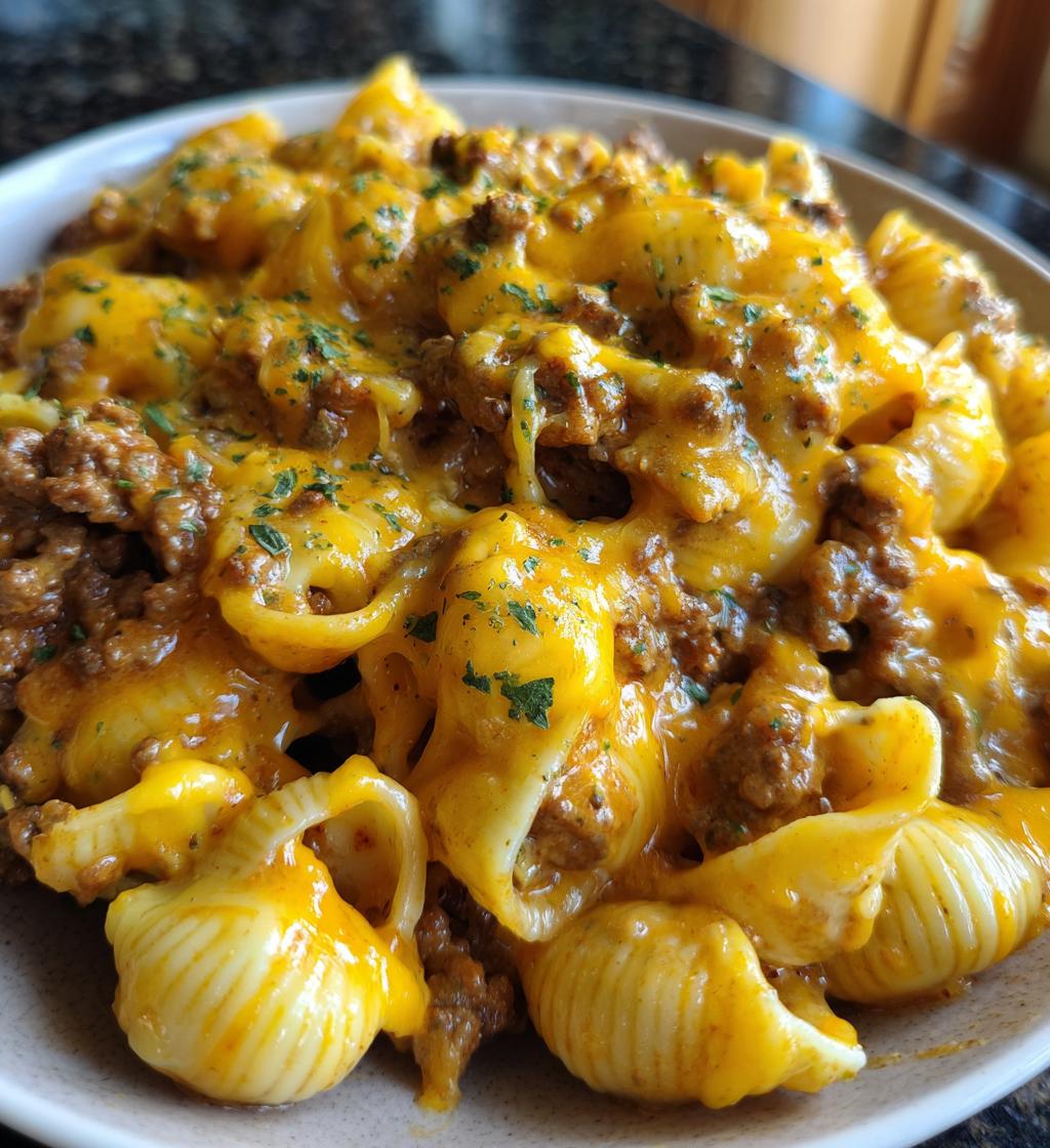 creamy beef and shells