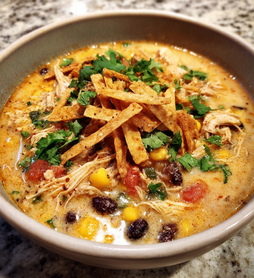 creamy chicken tortilla soup - detail 1